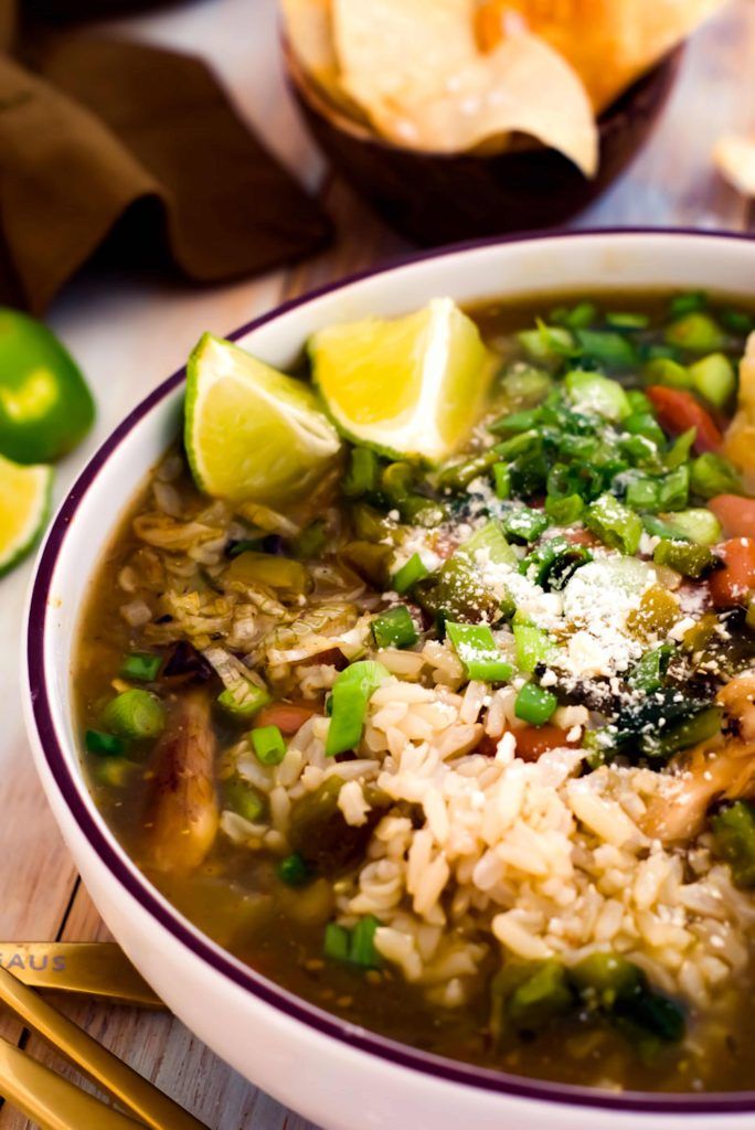 Sopa de salsa verde con portobellos....
